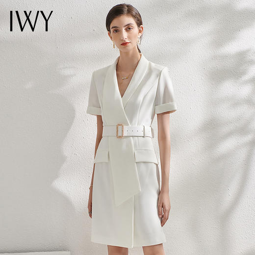 IWY/白色工作服女时尚西装连衣裙修身通勤高端职业装气质女神范Q11212 商品图1