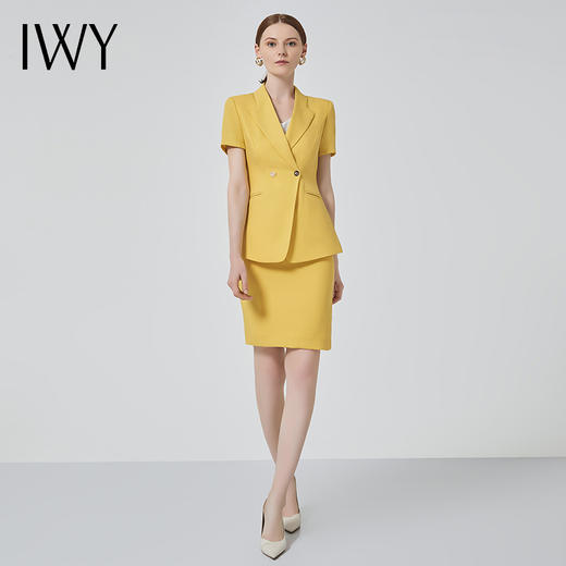 IWY/黄色短袖面试套装女气质上班正装套裙时尚通勤高端职业工作服C10346+S10346 商品图2