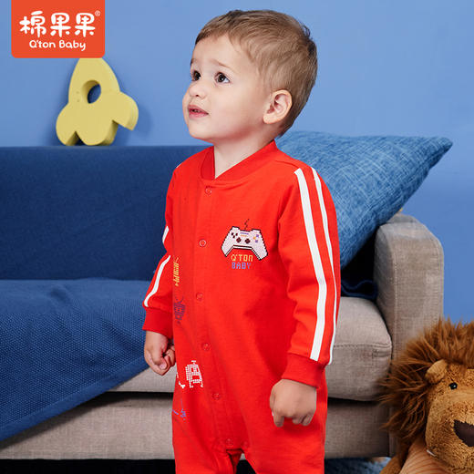 直播间下单三件起发货棉果果春秋季男童氨棉棉毛休闲连体衣连身衣哈衣M12722221442 商品图5