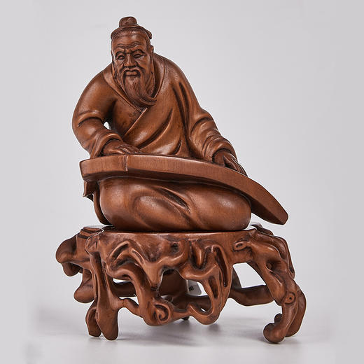 琴圣做旧黄杨木雕14*11cm 商品图0