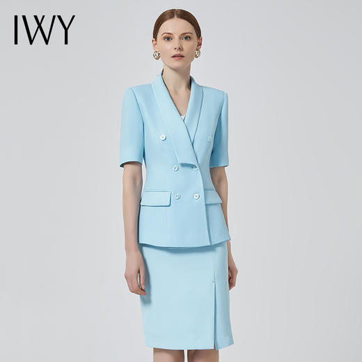 IWY/韩版干练职业套装女工装装短袖西装套裙气质商务正装两件套C11238+S10223 商品图0