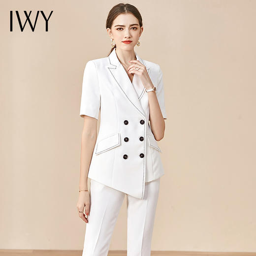 IWY/白色时尚高端西装西裤套装名媛职业装女装气质西服套裤olCP11224白色 商品图1