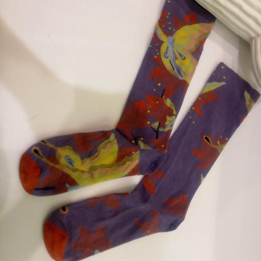 SIOICIKI  SAW2B017设计师联名款神秘碟时尚紫色高筒袜 商品图0