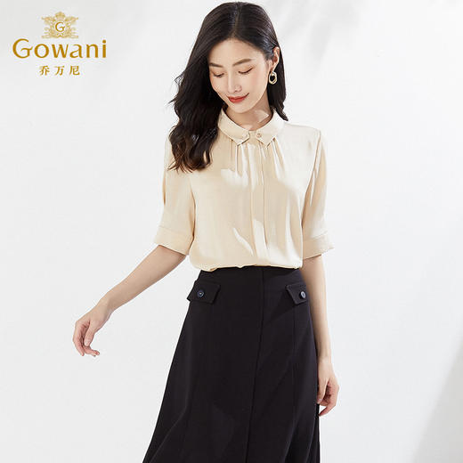 乔万尼重磅真丝短袖衬衫女夏薄款大牌桑蚕丝EI2C896 商品图2