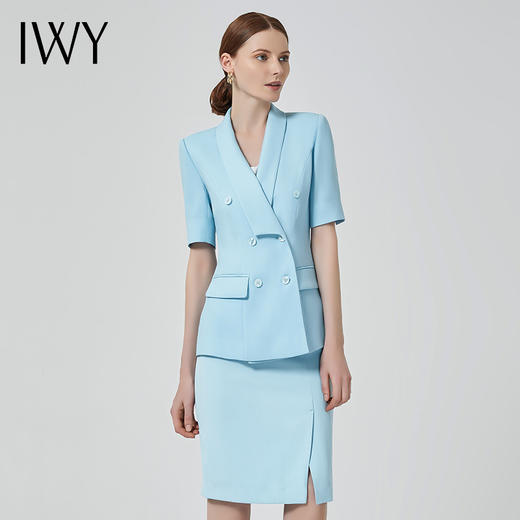 IWY/韩版干练职业套装女工装装短袖西装套裙气质商务正装两件套C11238+S10223 商品图2