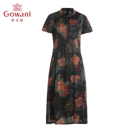 【香云纱】乔万尼重磅真丝顺纡缎19MM香云纱连衣裙复古气质国风EI2E795 商品图4