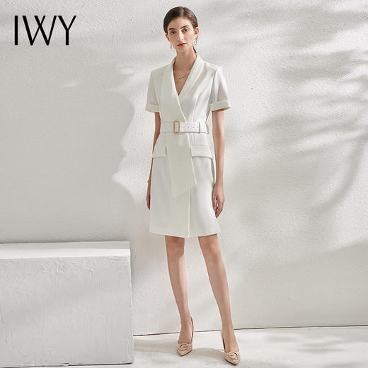 IWY/白色工作服女时尚西装连衣裙修身通勤高端职业装气质女神范Q11212 商品图2