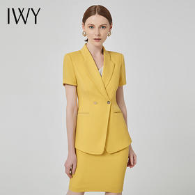 IWY/黄色短袖面试套装女气质上班正装套裙时尚通勤高端职业工作服C10346+S10346