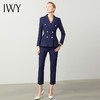 IWY/藏青色条纹职业西装套装女薄款商务工装时尚气质修身双排扣工作服CP871 商品缩略图2