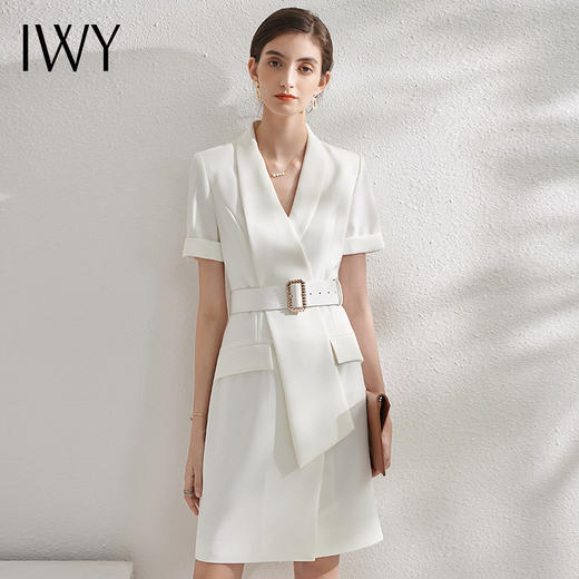IWY/白色工作服女时尚西装连衣裙修身通勤高端职业装气质女神范Q11212 商品图0