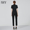 IWY/高端职业装女气质薄款短袖西装黑色双排扣时尚工作服套装总裁正装C10409+P10409黑色 商品缩略图3