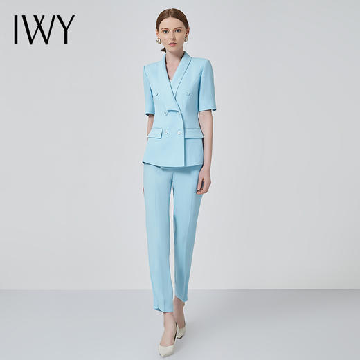 IWY/职业套装女工装装短袖韩版干练西装套裤气质商务正装工作服C11238+P10223 商品图0