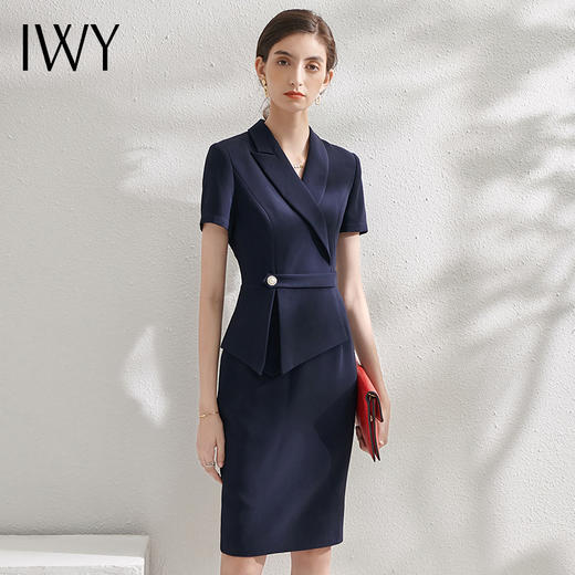 IWY/藏青色西装连衣裙经理职业装套裙气质修身通勤商务ol工作服Q11253 商品图1