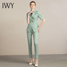 IWY/绿色播音艺考正装女职业装套装气质女神范高端西装工作服212096P1+C1-绿色