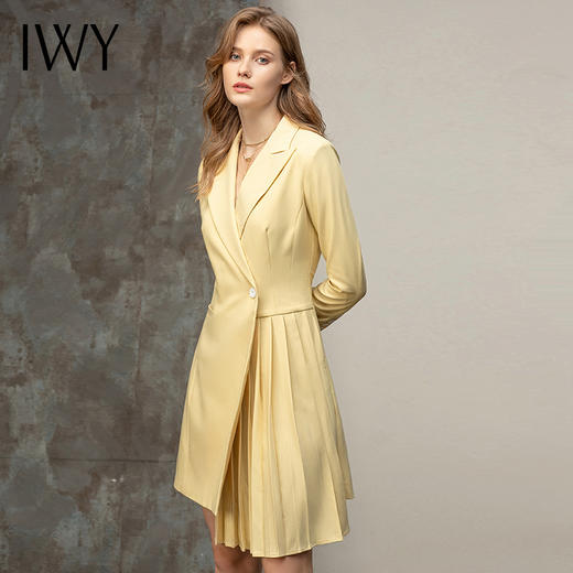 IWY/黄色职业西装连衣裙不规则设计高级感时尚气质优雅时髦工装OL Q11363-Y 商品图0