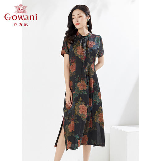 【香云纱】乔万尼重磅真丝顺纡缎19MM香云纱连衣裙复古气质国风EI2E795 商品图2