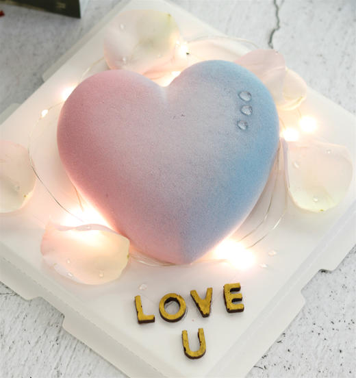 【生日蛋糕】粉蓝渐变心形慕斯 商品图1