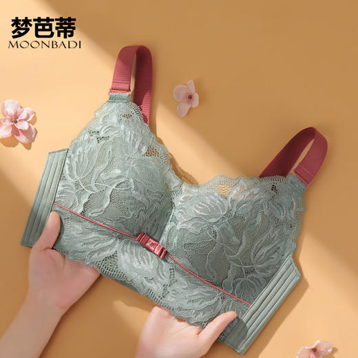 梦芭蒂内衣女小胸聚拢收副乳文胸调整型夏季女乳胶无钢圈厚杯胸罩云花知梦 商品图0