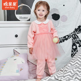 商场同款棉果果秋季女童氨棉棉毛公主风套头连体衣连身衣哈衣M322727221514