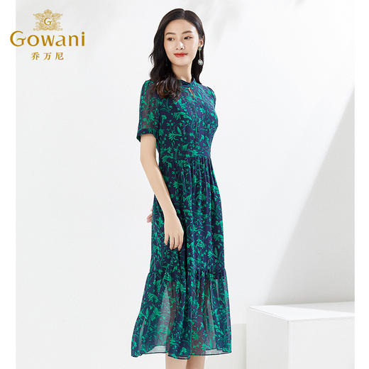 乔万尼绿色连衣裙法式优雅大气真丝夏EI2E762 商品图2