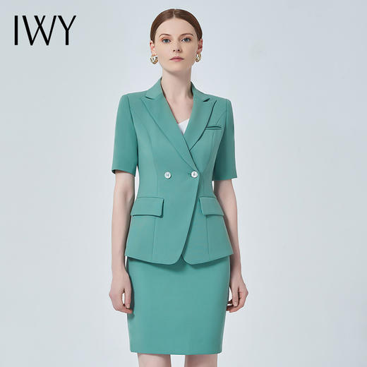 IWY/绿色西装工作服女套裙薄款时尚美容经理职业装气质面试正装CS11235 商品图1