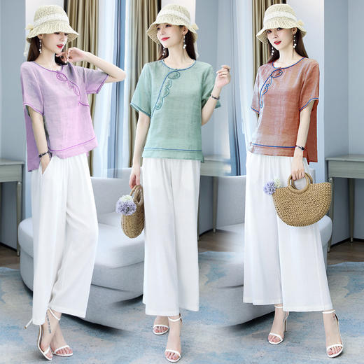 时尚优雅，气质绣花民族风两件套HR-YGYL2176 商品图0