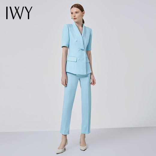 IWY/职业套装女工装装短袖韩版干练西装套裤气质商务正装工作服C11238+P10223 商品图1