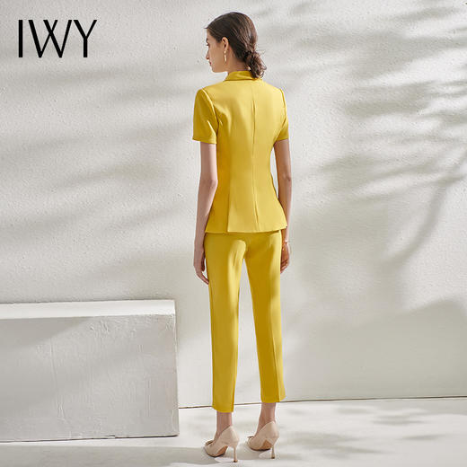 IWY/高端黄色西装套装气质女神范休闲薄款短袖通勤职业装工作服OL C10346+P10346 商品图3