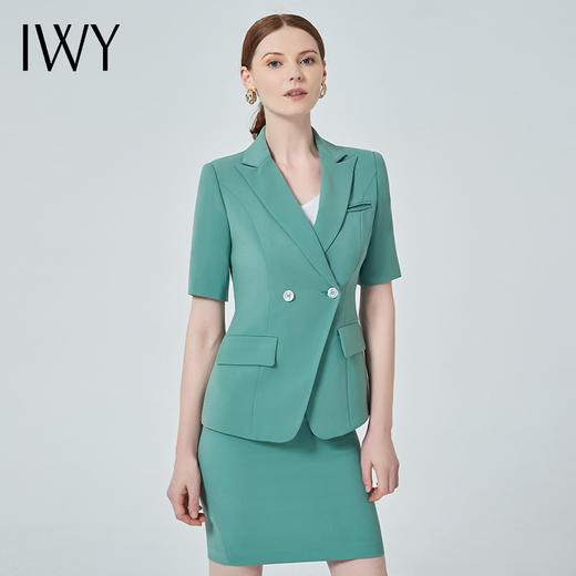 IWY/绿色西装工作服女套裙薄款时尚美容经理职业装气质面试正装CS11235 商品图0