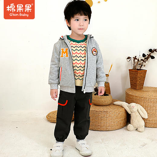商场同款棉果果春秋季男童双纱磨毛大毛圈连帽运动外套M312100221461 商品图1