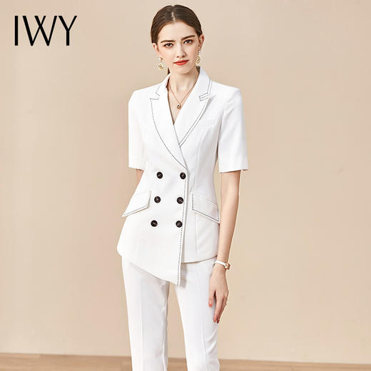 IWY/白色时尚高端西装西裤套装名媛职业装女装气质西服套裤olCP11224白色 商品图0