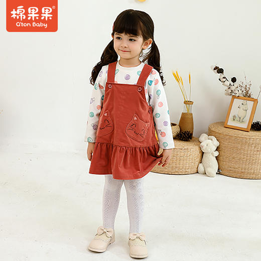 商场同款棉果果春秋季女童细条绒背带裙M322703221509 商品图0