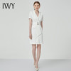 IWY/白色工作服女时尚高端职业装气质女神范修身通勤正装连衣裙Q11212白色 商品缩略图2