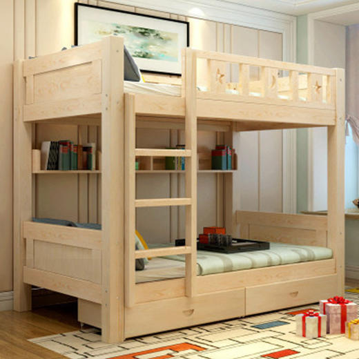 【儿童床】实木床成人上下铺儿童子母床松木高低双层床宿舍床 商品图1