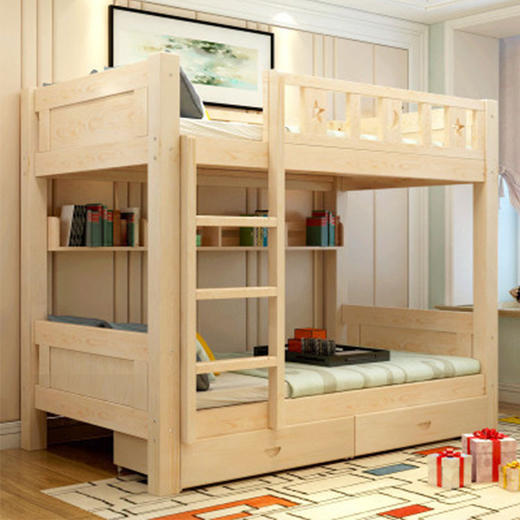 【儿童床】实木床成人上下铺儿童子母床松木高低双层床宿舍床 商品图0