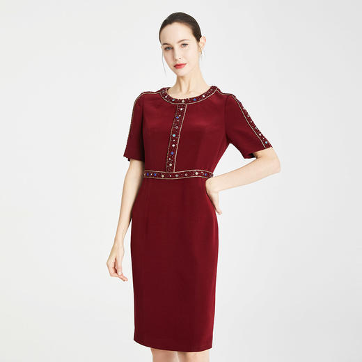 LF802斯尔丽瑟俪2021年春季上新小香风亮钻连衣裙 商品图0