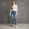 famecoco范可儿纯棉牛仔裤女秋季刺绣设计感直筒裤长裤D216GA303 商品缩略图2