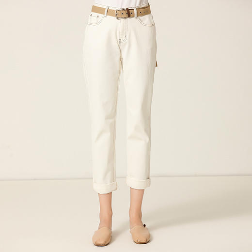 famecoco范可儿纯棉牛仔裤女秋季刺绣设计感直筒裤长裤D216GA303 商品图3