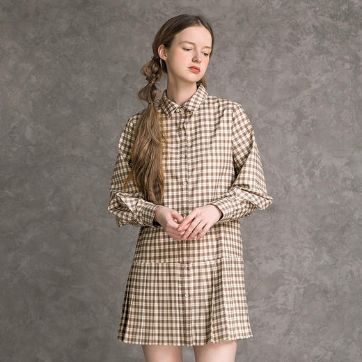 famecoco范可儿格子套装裙女秋学院风马甲百褶裙减龄两件套D216EA301 商品图2