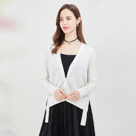 RF6A4斯尔丽瑟俪2021年春季上新开衫个性侧边系带女士外套针织衫