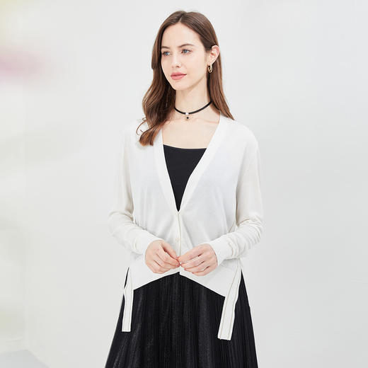 RF6A4斯尔丽瑟俪2021年春季上新开衫个性侧边系带女士外套针织衫 商品图0