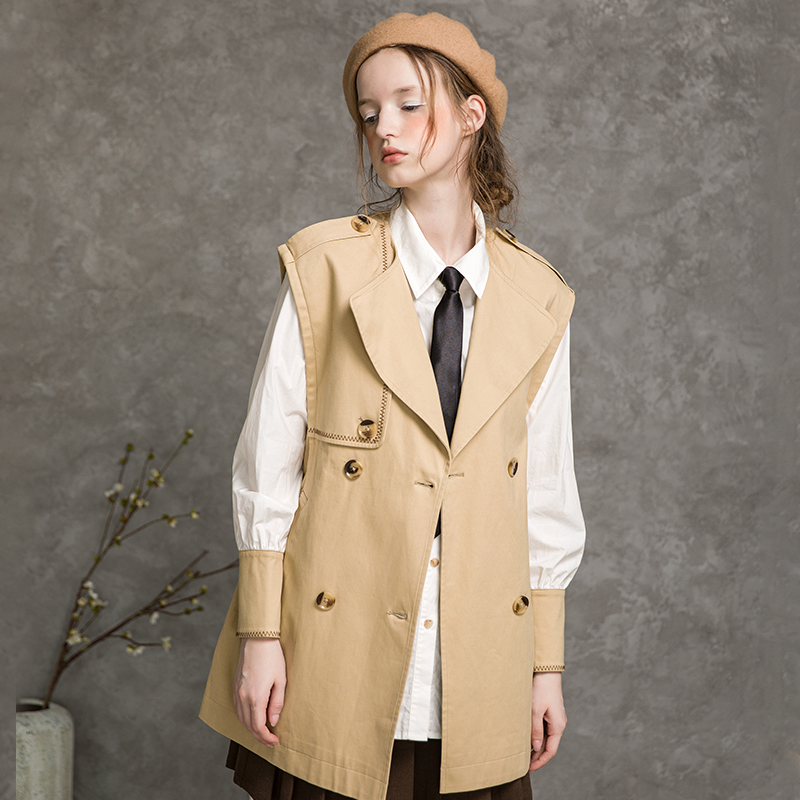 famecoco范可儿秋季套装女衬衫马甲外套休闲时尚两件套F216EC012