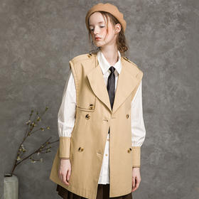 famecoco范可儿秋季套装女衬衫马甲外套休闲时尚两件套F216EC012