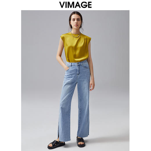 VIMAGE/纬漫纪夏季新款女装飞袖纯色简约优雅小上衣VC2113220 商品图1