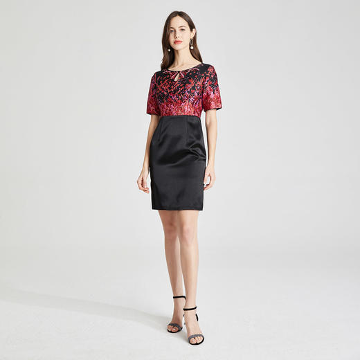 QF85A斯尔丽2021年春季上新奢华气质刺绣珠片连衣裙 商品图3