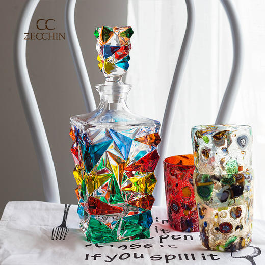 【ZECCHIN】意大利原产穆拉诺冰川系列手工玻璃威士忌酒壶900ml 商品图1