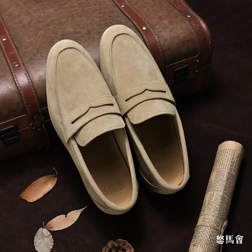 意大利小张幅牛绒卡其色便士乐福鞋 商品图0