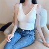 网红美背 简约纯色外穿背心女V领无钢圈性感大胸百搭美背运动防震内衣 商品缩略图4