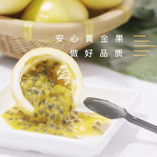 【可以勺着吃的百香果】黄金百香果 钦蜜9号 香气炸弹  甜蜜来袭  颗粒饱满 色泽橙黄 果香馥郁 阵阵沁人心脾的香味 成熟时果皮呈金黄色 酸度低 不加蜂蜜自然甜 商品图3