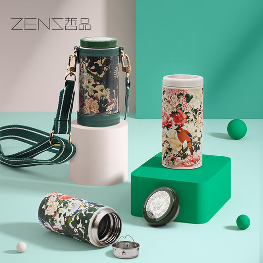 哲品 御花园迷你保温杯女便携小巧可爱茶水分离泡茶316不锈钢mini 商品图0